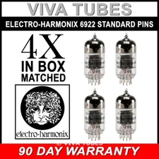 Brand New Matched Quad (4) Electro-Harmonix 6922 (6DJ8) Vacuum Tubes