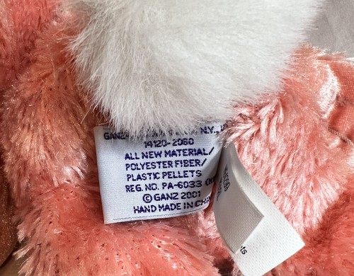De colección 2001 Ganz Heritage Peluche Conejo de Pascua Rosa con Arco de Perlas 9” Perla - Imagen 7 de 10