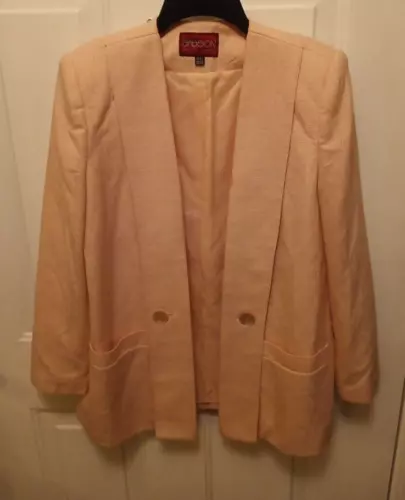 Vidal Sasson Linen Jacket and Skirt SUIT SET Vintage 1980's  Size 10/11
