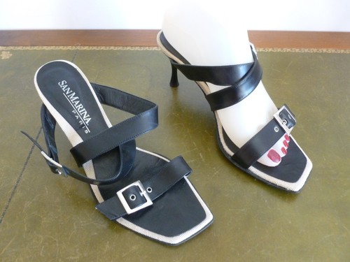 Escarpins San Marina Noir Et Blanc - Taille 37 - Occasion Très Bon état, Style Marin