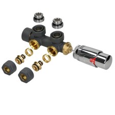 Thermostat radiateur couleur anthracite et kit raccordement central tubes
