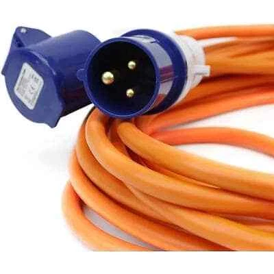 Cable de alimentación eléctrica naranja de 25 m para camping caravana autocaravana - Imagen 2 de 4