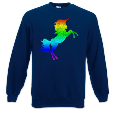 Rainbow Unicorn Sweatshirt Pullover Toon Cartoon Look Fun Techno Rave Raver