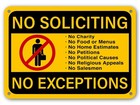 No Soliciting Sign No Exceptions Front Door Home Business Security Yellow