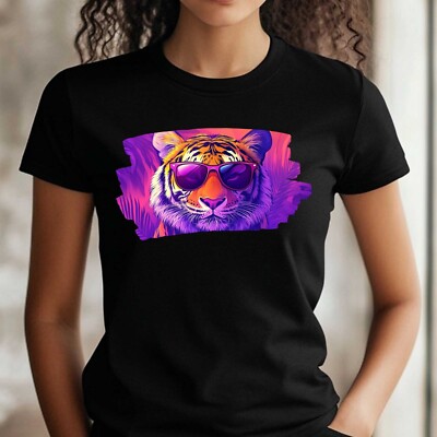 Women's Tiger Sunglasses Print Cotton T-Shirt Size S to 3XL