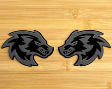 Wolf Badges Car Emblem Fender Badges 2 Gray On Black Racing New Custom