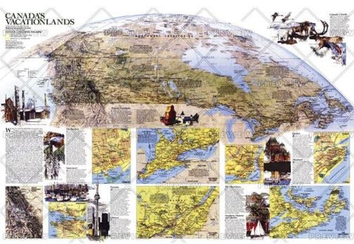 NATIONAL GEOGRAPHIC NOVEMBER 1985 CANADA'S VACATIONLANDS POSTER MAP - Picture 2 of 3