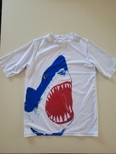 Wonder Nation Boys Girls Rash Guard Shirt Beach Pool Sun Shark L large 10 12