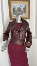 $1,834 Nwt Temperley London Oxblood Red Lambskin Leather Belted Jacket Uk 8,us 4
