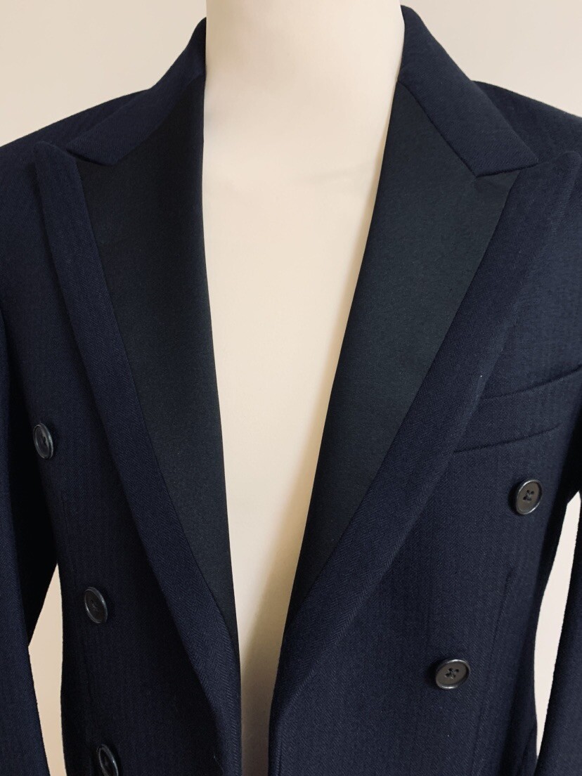 Cappotto uomo navy classico spina di pesce foto 3
