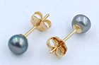 GENUINE TAHITIAN PEARLS STUD EARRINGS 14K YELLOW GOLD - 4 mm - Made in USA - NWT — photo 5