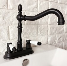 Oil Rubbed Bronze 4" Centerset Kitchen Sink Faucet Bathroom Basin Mixer Tap