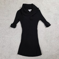 Love By Design Short Sleeve Black Knitted Bodycon Mini Sweater Dress M