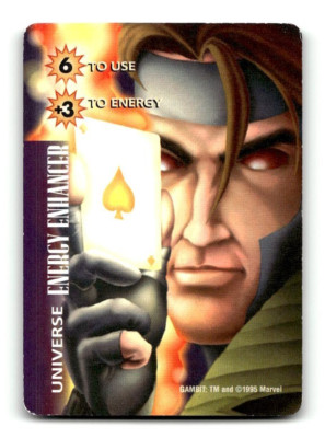 1995 Marvel Over Power Mutants Unite Fantasy Card GAMBIT Energy Enhancer LP