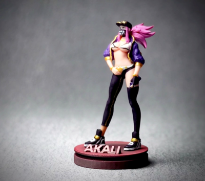 1/64 sexy game Girl Akali figure includ bottom fit 1:64 car street DIORAMA  | eBay