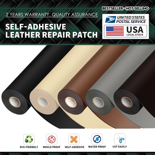 Self-Adhesive Leather Repair Patch Tape For Jacket Car Seats Couch Sofa Chair