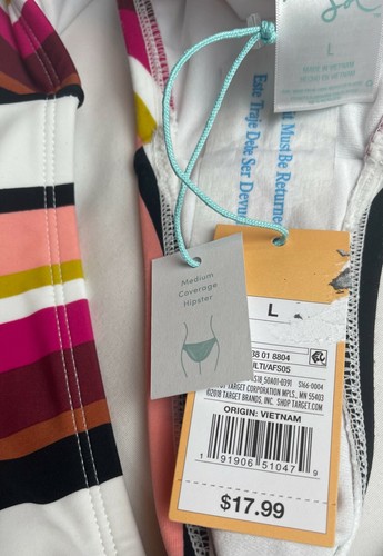 Pantalones de natación hipster grandes nuevos para mujer Kona Sol a rayas verticales cobertura media - Imagen 4 de 7