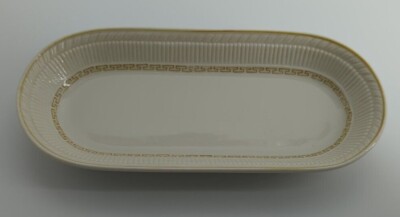 Shenango Restaurant Ware Buckingham Celery Dish Greek Key Band Yellow/Gold