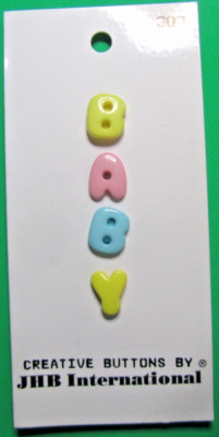 (4) VINTAGE JHB 3/8'' B A B Y PASTEL YELLOW PINK BLUE PLASTIC SHANK BUTTONS-P271
