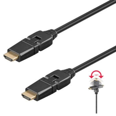 HDMI Kabel 1,5m High Speed with Ethernet A - A-Stecker 3D FULL HD TV drehbar