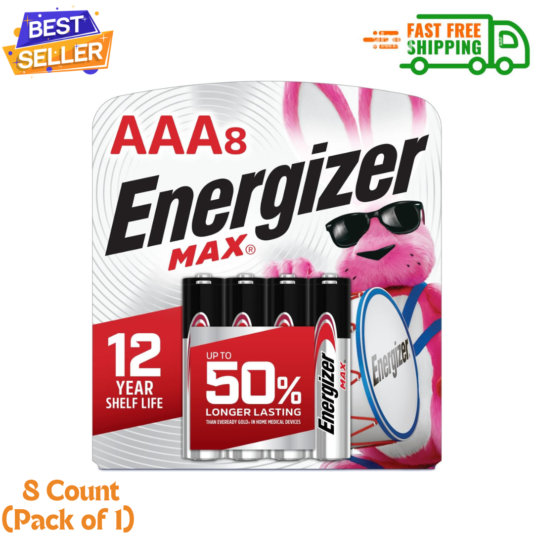 Energizer AAA batteries, Max Triple A Alkaline, 8 Count (Pack of 1) ...-image