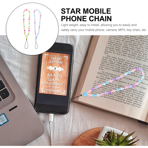 2 Pcs Cell Phone Star Chain Beaded Phone Lanyard Cell Phone Strap - 第 8/12 張圖片