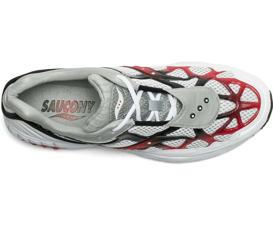 Saucony® Originals Men's 8 (Women's 9.5) Grid Web Sneakers in White/Grey/Red - Image 4 of 4