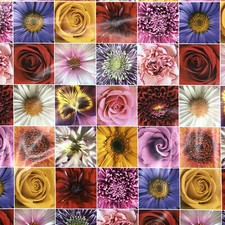 Nappe de Table en Toile Cirée Multicolore Fleurs Patchwork K146A Carré Rond Oval