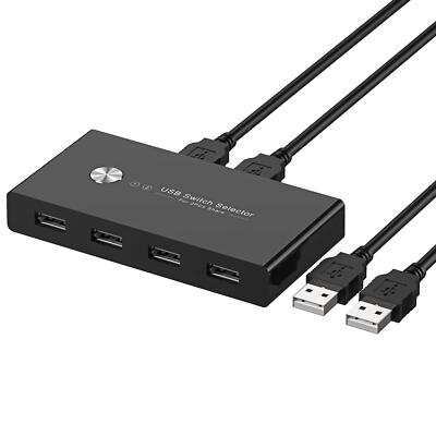 USB 2.0 Switch Selector KVM Switcher for 2 PC Sharing 4 USB Devices One-Button 