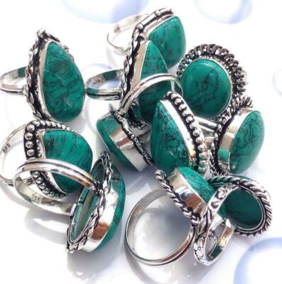 10pc Wholesale Rose Quartz Rings – 925 Silver Plated, Natural Gemstone, Mixed Sizes 6.5-9
