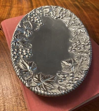 LENOX Wine Grape Oval Pewter Metal Serving Dish 9" platter grapevine Cheese tray