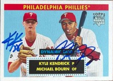 Kyle Kendrick & Michael Bourn Autographed 2007 Topps Rookie 1952 Edition - Dynam