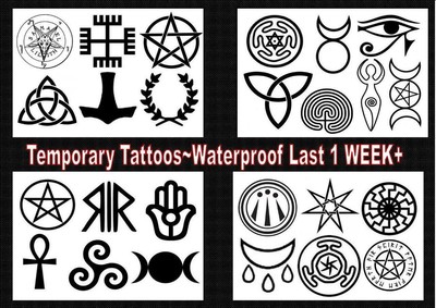 Wiccan Pagan Symbols Temporary Tattoos White Witch Waterproof Last 1 Week Ebay