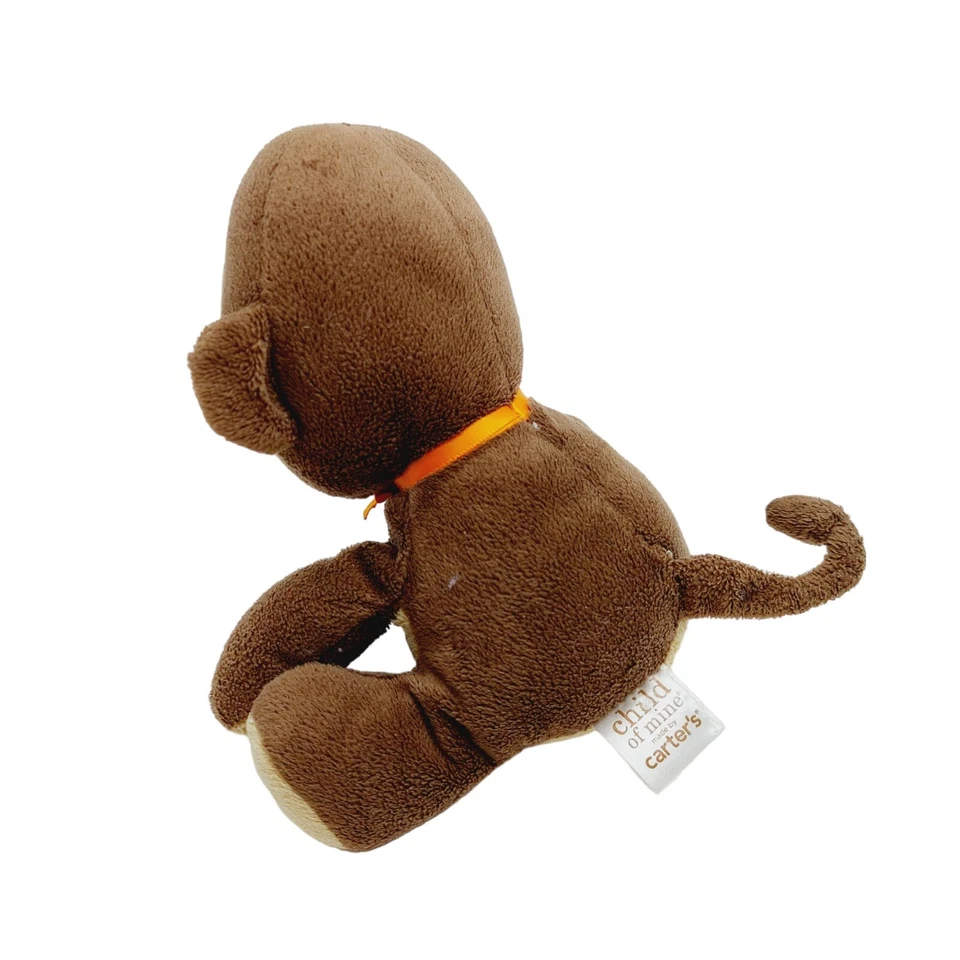 Peluche Carters Child of Mine marrón tostado mono naranja lazo 6 pulgadas Foto 3 de 4