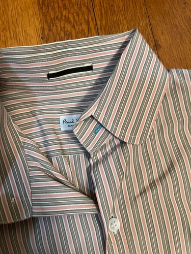Camicia Abito PAUL SMITH Uomo SmallPink Grigio Righe Made in Italy dettagli - Foto 2 di 3