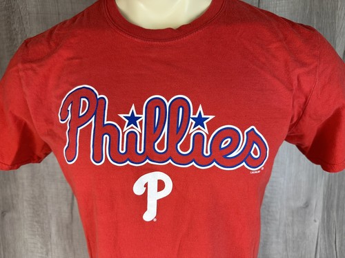 Philadelphia Phillies Shirt Red Distressed T 100% Cotton Mens Size L - Picture 5 of 22