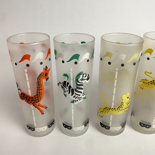 Set of 8 Libbey Carousel Colins Glasses Vintage Mid Century Modern 2.5”d x 7”h - Picture 2 of 7