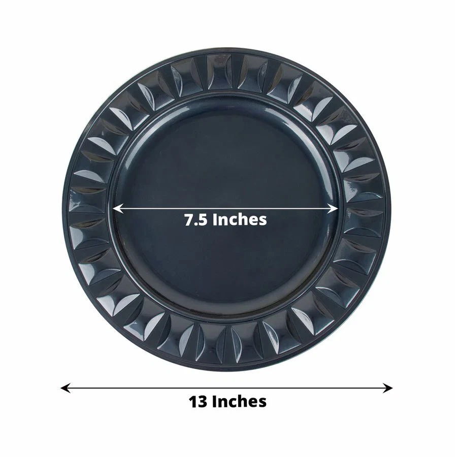 AZUL MARINO 6 PLACAS CARGADOR Redondas 13" Plástico Borde Joyas Diseño Fiesta Foto 4 de 4