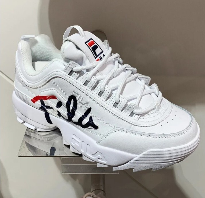 Fila Womens Disruptor II Script 5FM00403-125 White Casual Sneakers
