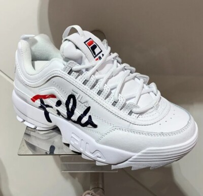 Fila Womens Disruptor II Script 5FM00403-125 White Casual Sneakers