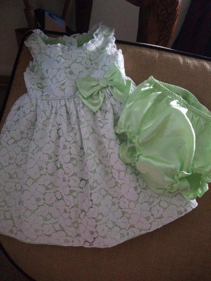 Vestido de encaje blanco verde bebé Koala 18 Mos Foto 2 de 4