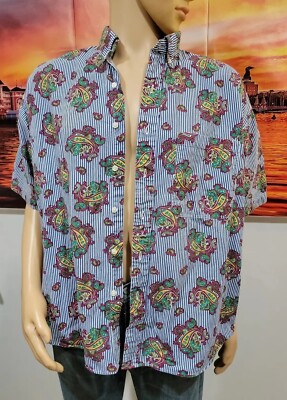 Salty Dog Gant XL Striped Paisley Blue Multicolored Men's Shirt Short Sleeve #R2