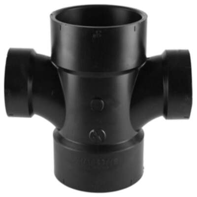 GRAINGER APPROVED 02240 Sanitary Tee,4 x 4 x 2 x 2 in,SCH 40,ABS 3JWE3