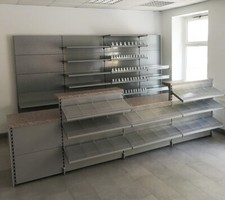 Ladeneinrichtung Zigarettenregal + Verkaufstresen Kiosk Späti silber Tego Eden