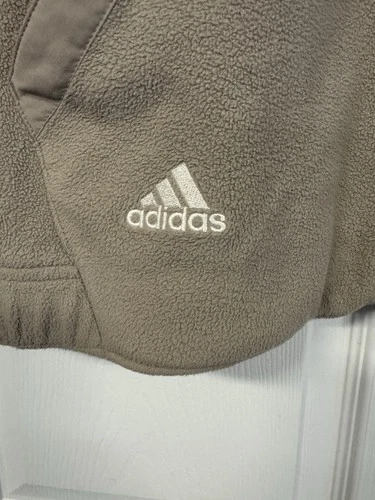 adidas Men's Beige Fleece Vest Full Zip Pockets Stand-Up Collar Size L AWV002 image 2