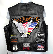 Motorcycle Leather Vest Mens 2X Black Live to Rider Eagle Biker Diamond Plate