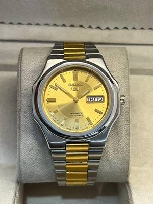 Seiko 5 Automatic SNKK43 Beauty Gold Dial 7s26 21 Jewels Men Wristwatch Japan