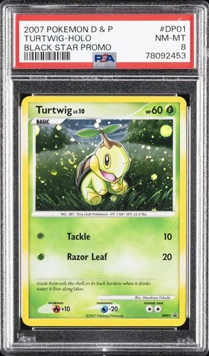 2007 POKEMON DIAMOND & PEARL BLACK STAR PROMO #DP01 TURTWIG-HOLO PSA 8