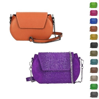 ITALy DAMEN LEDER TASCHE Kroko Umhängetasche Schultertasche Kette CROSSBODY BAG