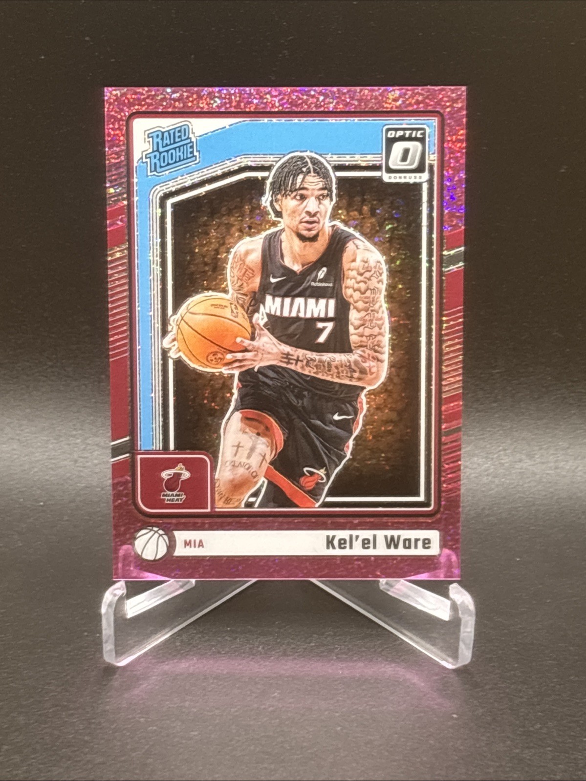 2024-25 Donruss Optic Pink Glitter Kel'el Ware Rookie /275 Miami Heat #280